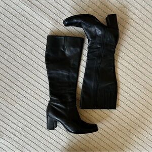 VINTAGE Black Leather Knee High Boots